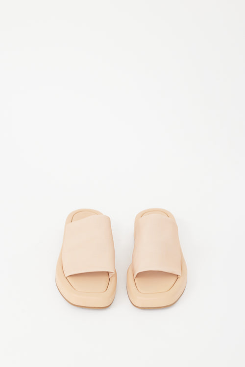 Loeffler Randall Beige Leather Square Toe Slide