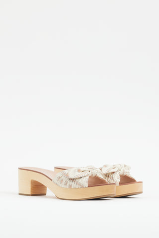 Loeffler Randall Beige Cotton 
Wooden Mule