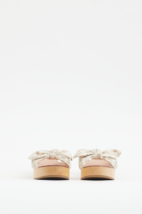 Loeffler Randall Beige Cotton 
Wooden Mule