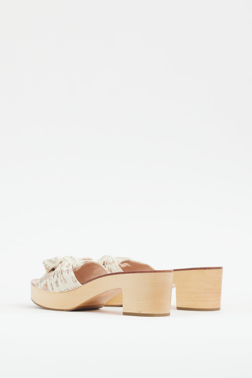 Loeffler Randall Beige Cotton 
Wooden Mule