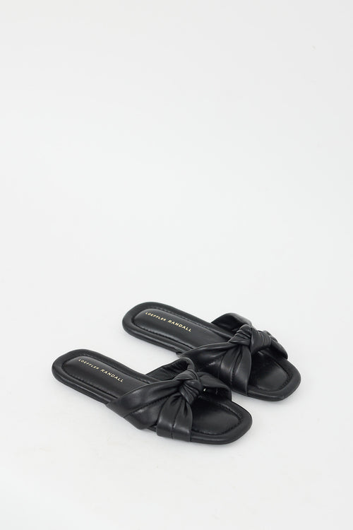 Loeffler Randall Black Leather Pollyn Knit Slide