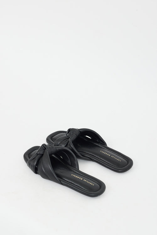 Loeffler Randall Black Leather Pollyn Knit Slide