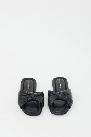 Loeffler Randall Black Leather Pollyn Knit Slide