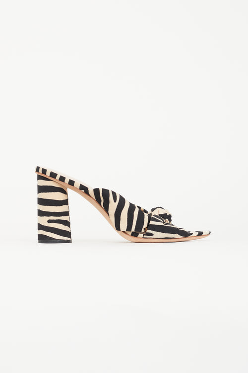 Loeffler Randall Black 
Beige Striped Knot Mule