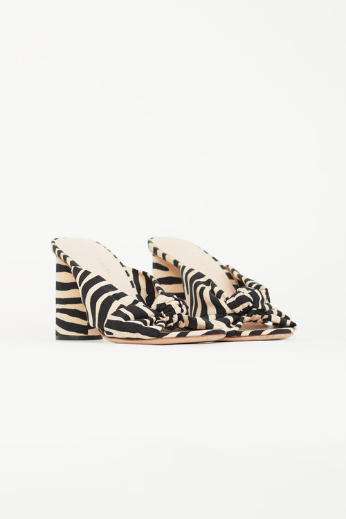 Loeffler Randall Black 
Beige Striped Knot Mule