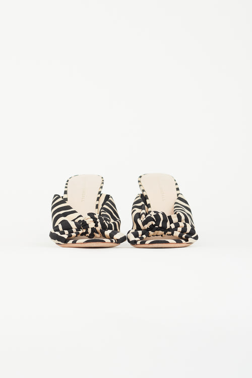 Loeffler Randall Black 
Beige Striped Knot Mule