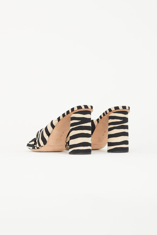 Loeffler Randall Black 
Beige Striped Knot Mule