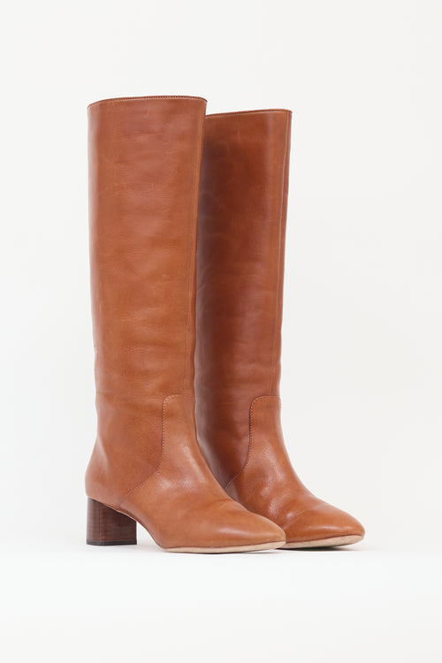 Loeffler Randall Brown Leather Knee High Boot