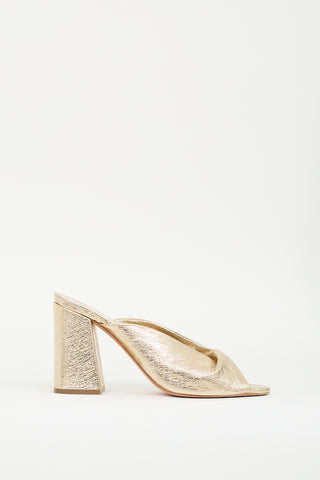 Loeffler Randall Gold Crinkled Leather Laurel Sandal