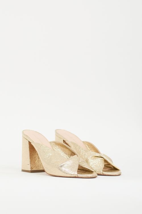 Loeffler Randall Gold Crinkled Leather Laurel Sandal