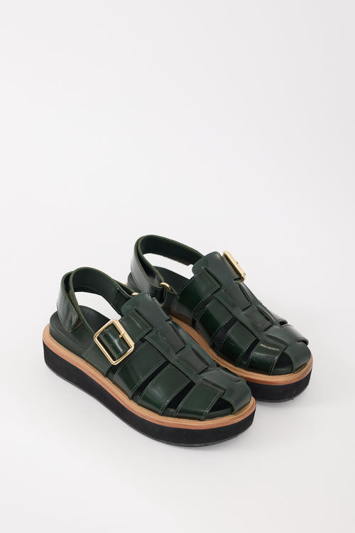 Loeffler Randall Green Leather Judd Sandal