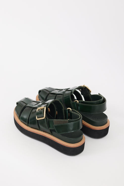 Loeffler Randall Green Leather Judd Sandal