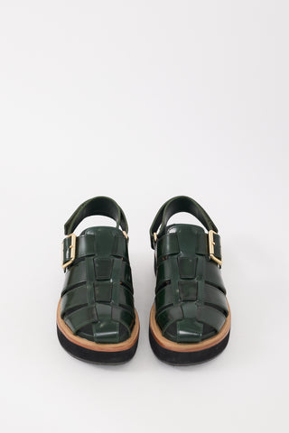 Loeffler Randall Green Leather Judd Sandal