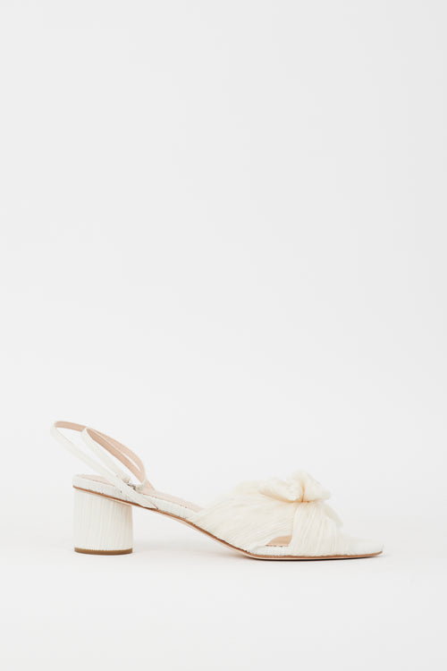 Loeffler Randall White Pleated Dahlia Heeled Sandal