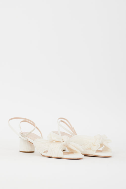 Loeffler Randall White Pleated Dahlia Heeled Sandal