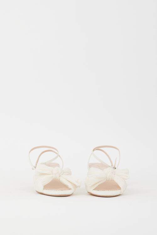 Loeffler Randall White Pleated Dahlia Heeled Sandal