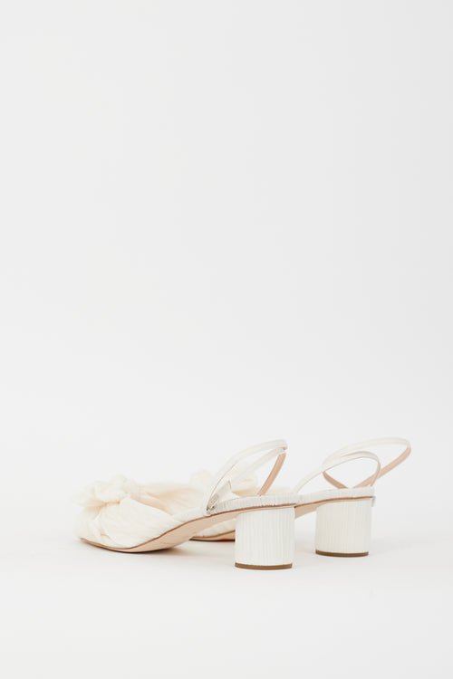 Loeffler Randall White Pleated Dahlia Heeled Sandal