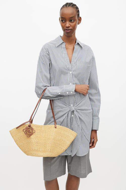 Loewe Brown Raffia Small Shell Bag