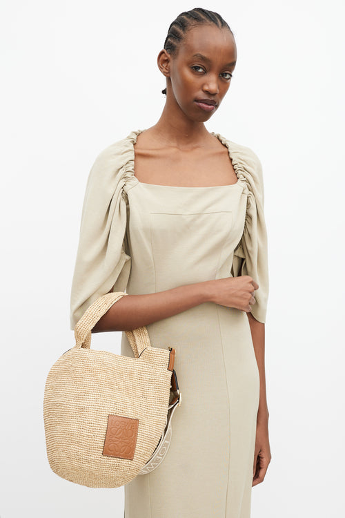 Loewe Beige Raffia Mini Slit Bag