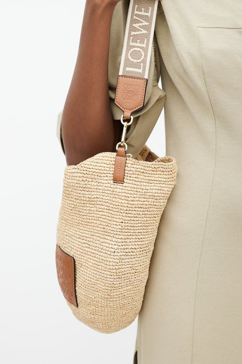 Loewe Beige Raffia Mini Slit Bag