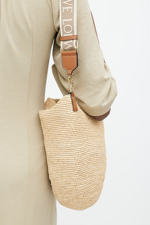 Loewe Beige Raffia Mini Slit Bag