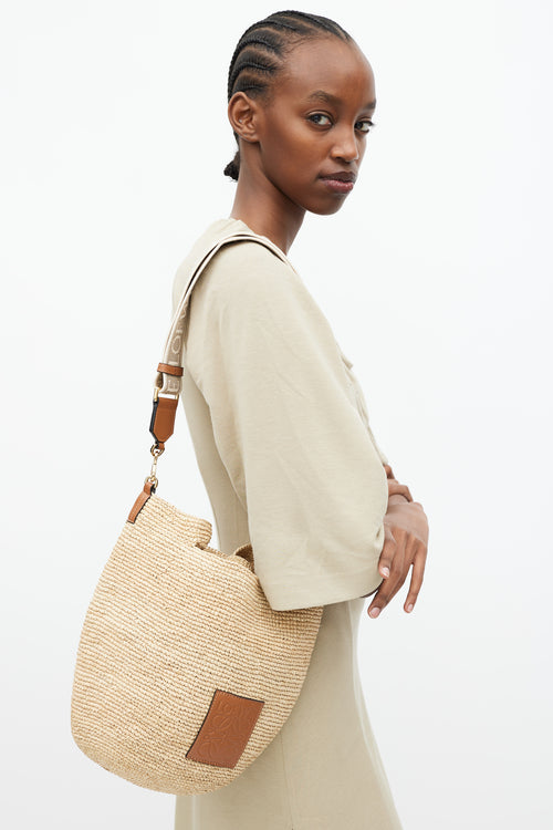 Loewe Beige Raffia Mini Slit Bag