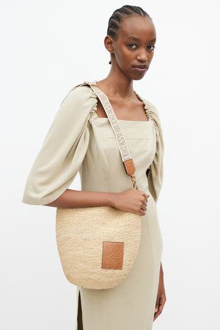 Loewe Beige Raffia Mini Slit Bag