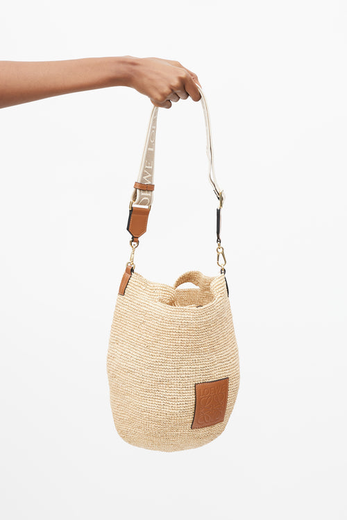 Loewe Beige Raffia Mini Slit Bag