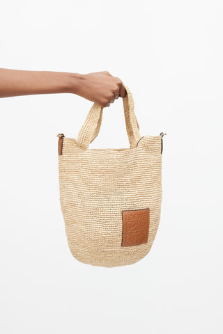 Loewe Beige Raffia Mini Slit Bag