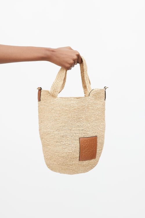 Loewe Beige Raffia Mini Slit Bag