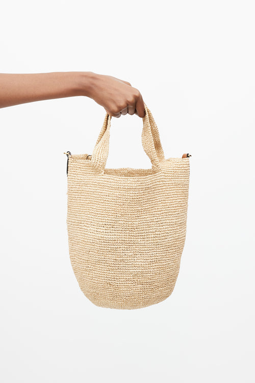 Loewe Beige Raffia Mini Slit Bag