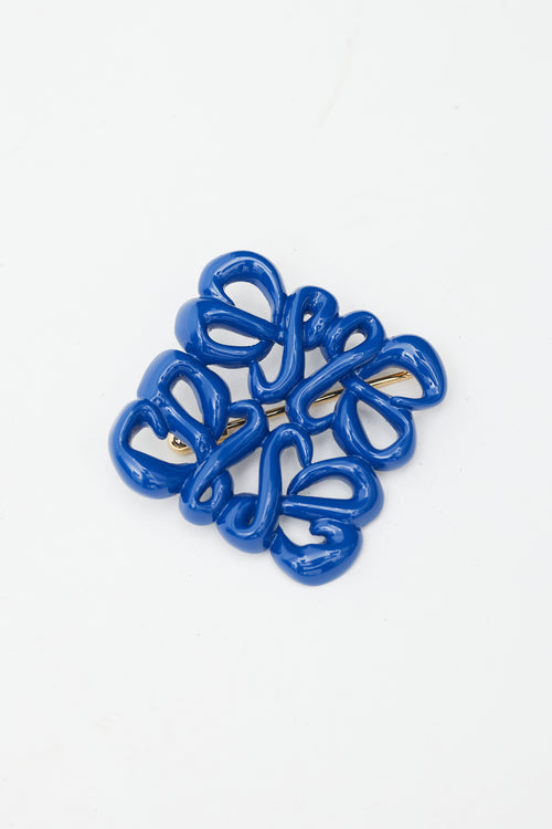 Loewe Blue 
Gold Enamel Logo Brooch