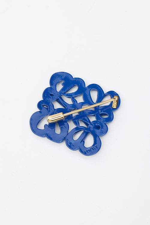 Loewe Blue 
Gold Enamel Logo Brooch