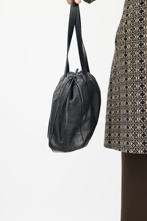 Loewe Black Leather Drawstring Shoulder Bag