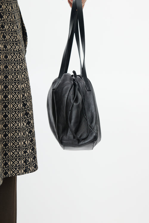 Loewe Black Leather Drawstring Shoulder Bag