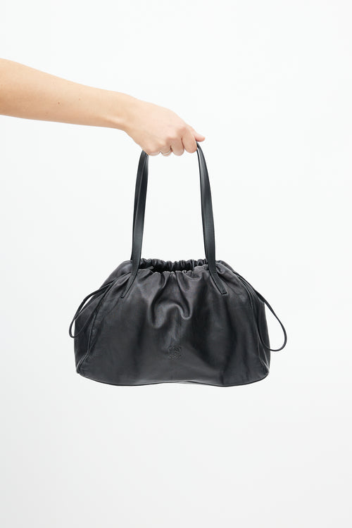 Loewe Black Leather Drawstring Shoulder Bag