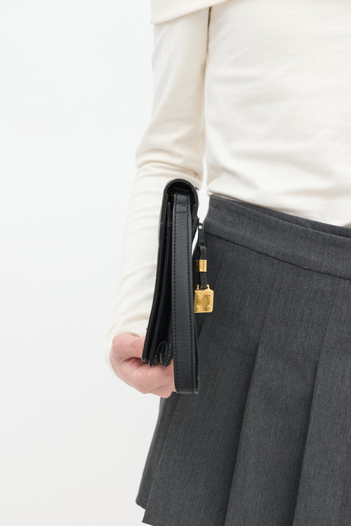 Loewe Black Leather Anagram Clutch