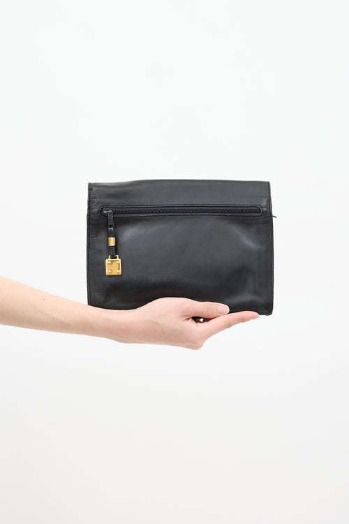 Loewe Black Leather Anagram Clutch