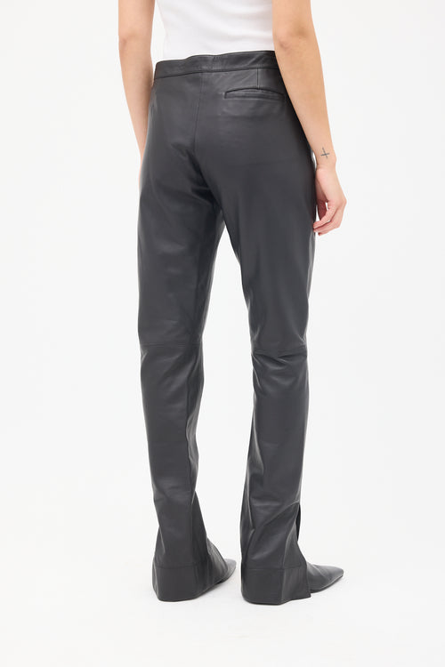 Loewe Black Leather Slit Slim Leg Trousers