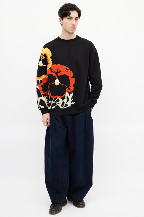 Loewe Black 
Multi Floral Embroidered Sweatshirt