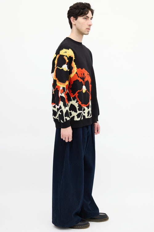 Loewe Black 
Multi Floral Embroidered Sweatshirt