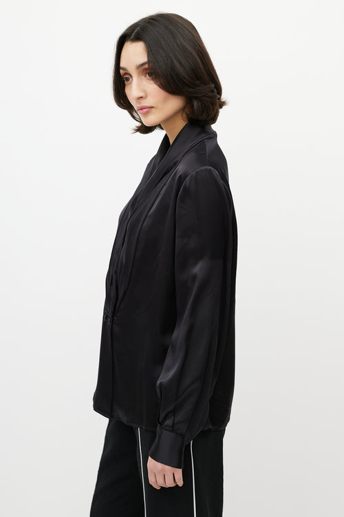 Loewe Black Silk Draped Blouse