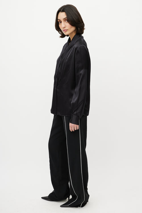 Loewe Black Silk Draped Blouse