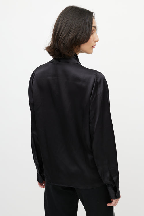 Loewe Black Silk Draped Blouse