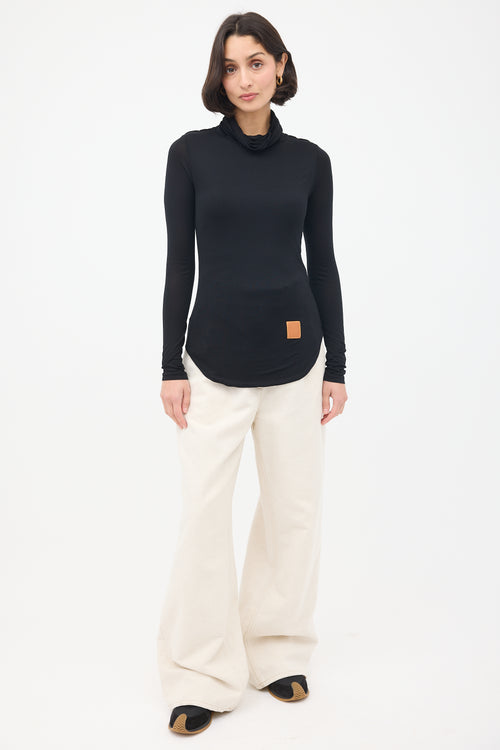 Loewe Black Silk High Turtleneck Top