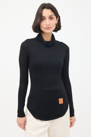 Loewe Black Silk High Turtleneck Top