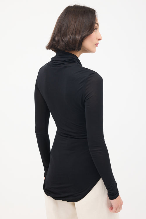 Loewe Black Silk High Turtleneck Top