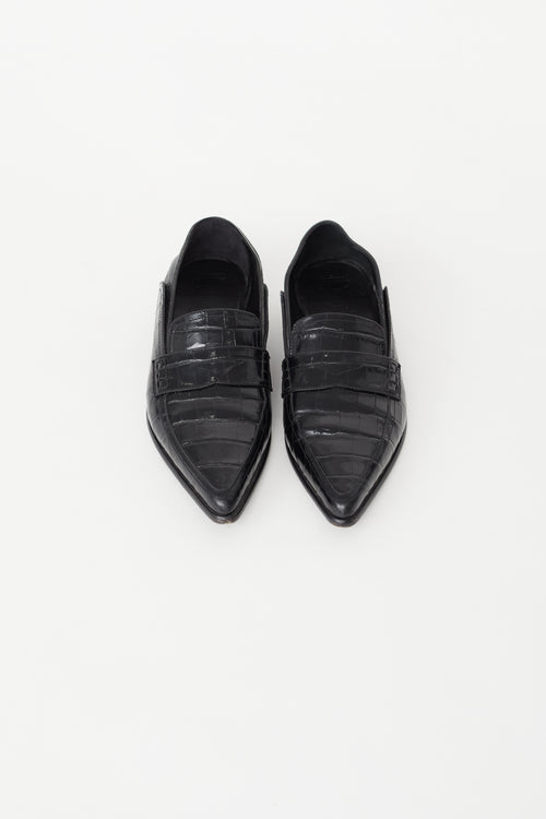 Loewe Black Embossed Leather Loafer