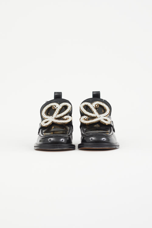 Loewe Black Patent 
Pearl Logo Hi-Top Loafer