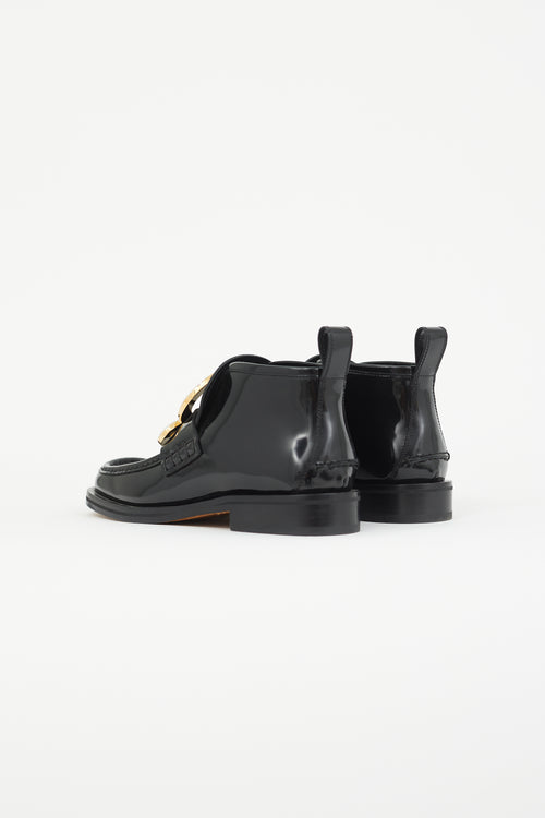 Loewe Black Patent 
Pearl Logo Hi-Top Loafer